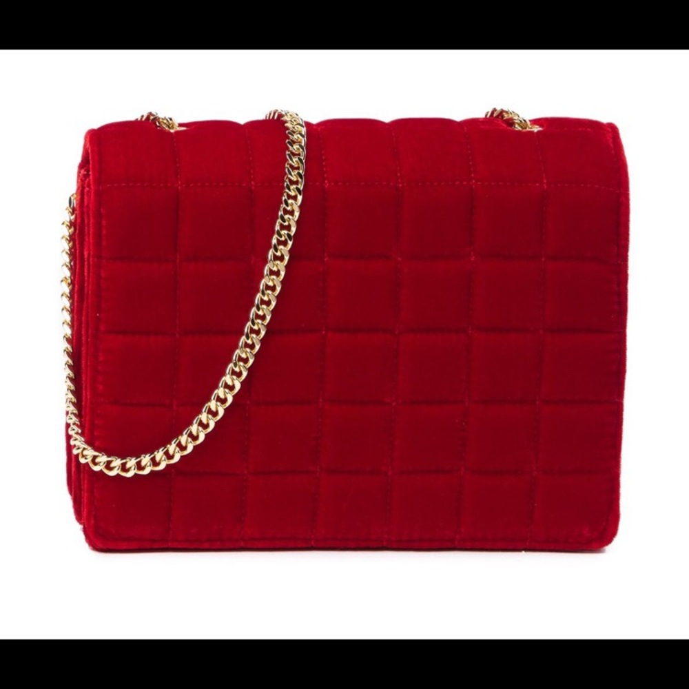 French connection red velvet crossbody bag